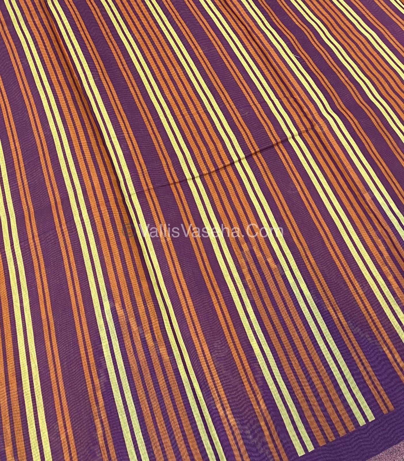 Semi Chanderi Saree - Rust Orange & Purple Combo - VVSCS003