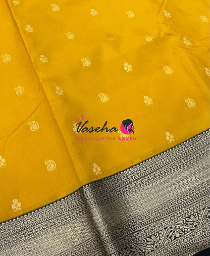 Semi Kanchi Silk  - Yellow  & Green - VVSKS007