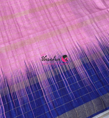 Semi Art Tussar Silk  / Art Silk - Pink & Blue - VVATS007