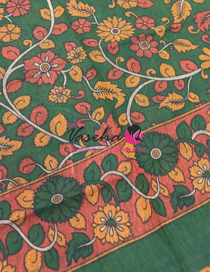 Handloom Cotton Sarees with Kalamkari Blouse - VVKCK004