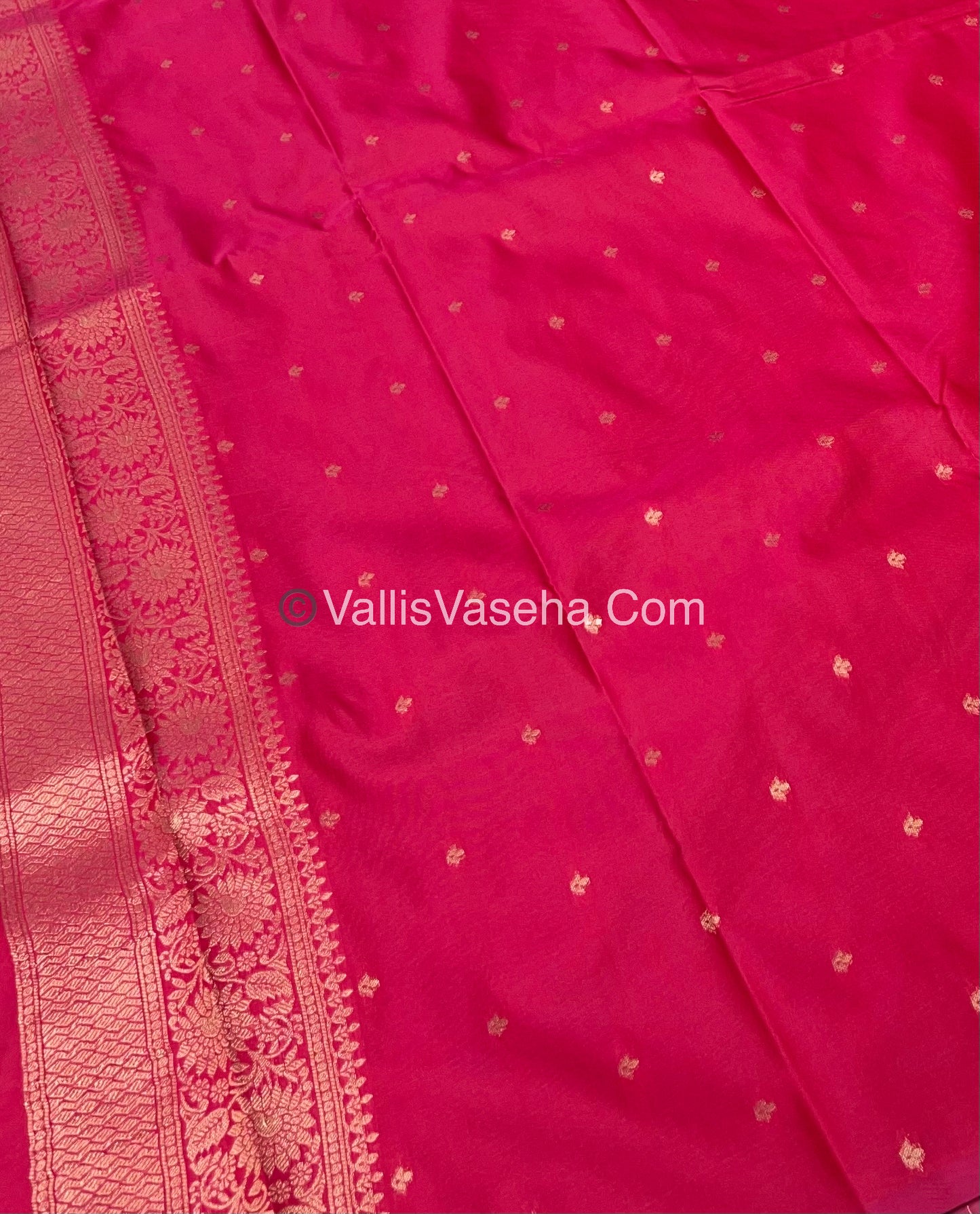 Semi Soft Silk - Peacock Butta Border - Pink Shade -VVSSS011