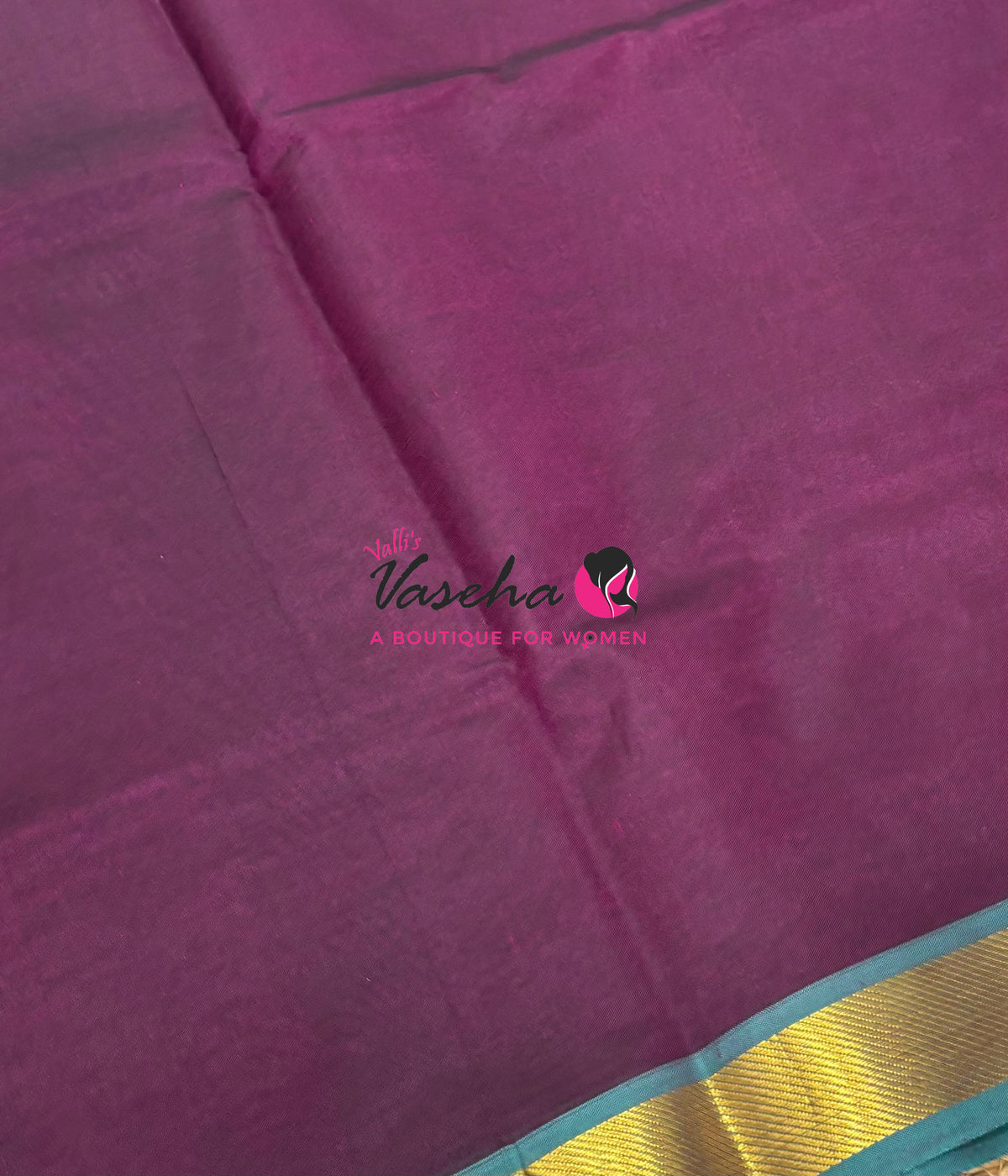 Pure Silk Cotton Sarees - Purplish Wine With Blue - VVPSC017