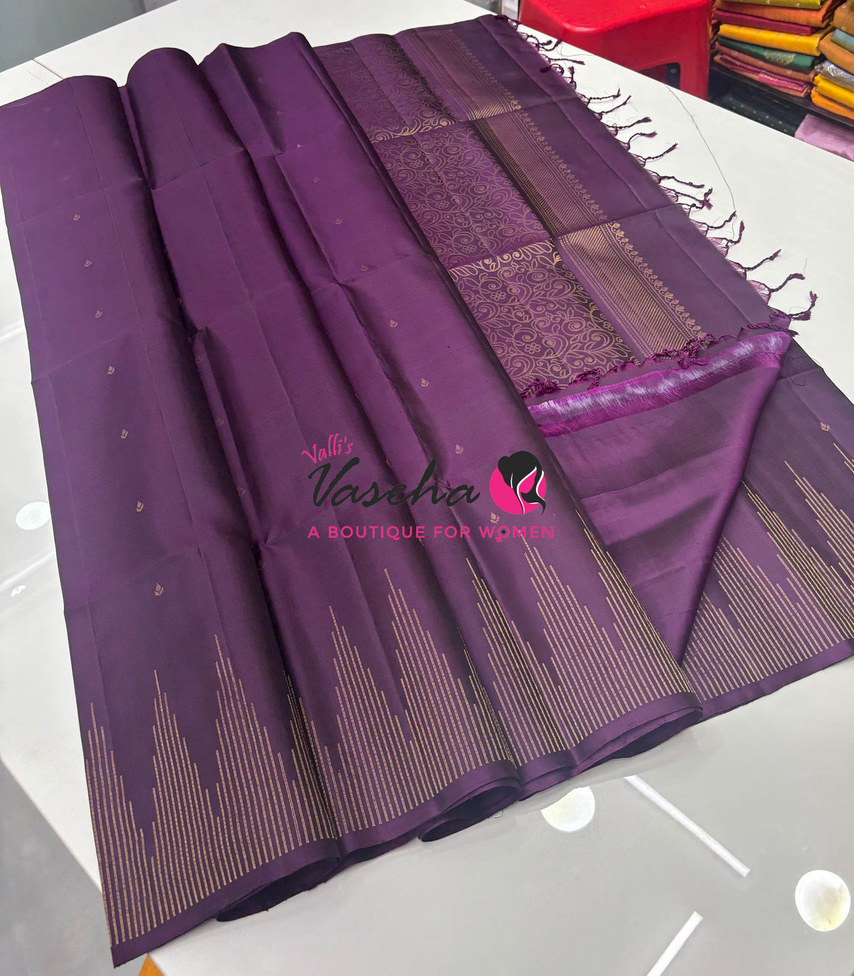 Pure Soft Silk Saree - Dark Purple Shade - VVPSS061