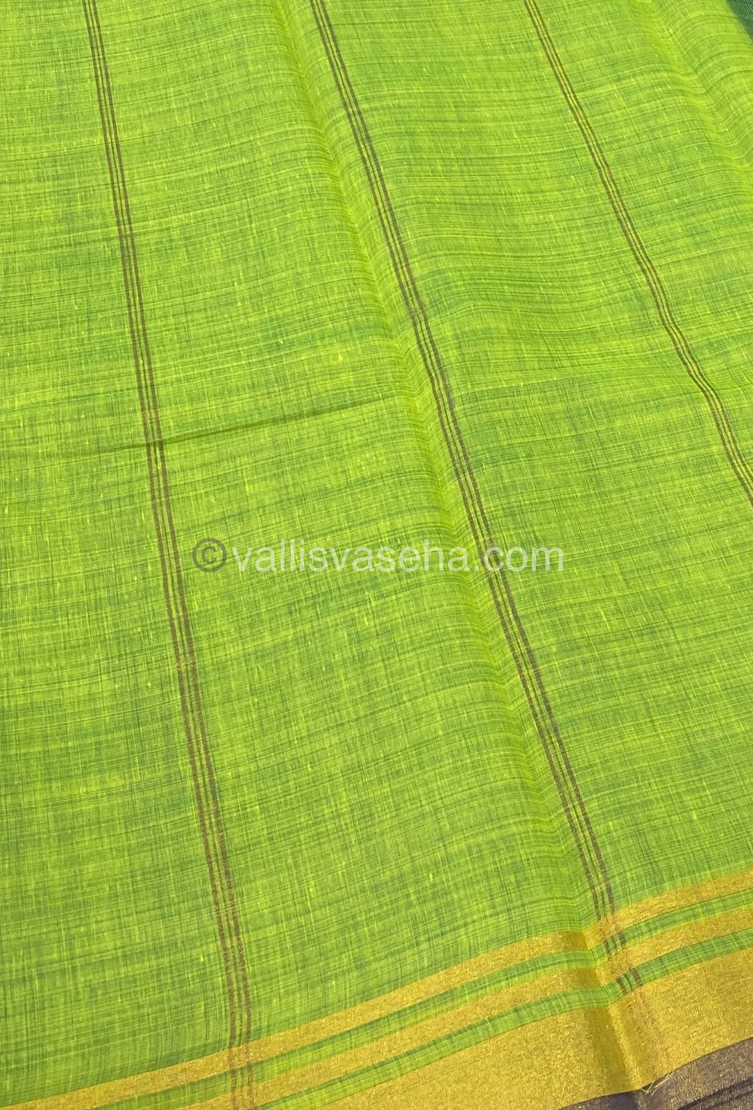 Mixed Cotton Saree | Blue And Neon Green | Happy sale | 30% less  - VVHS005