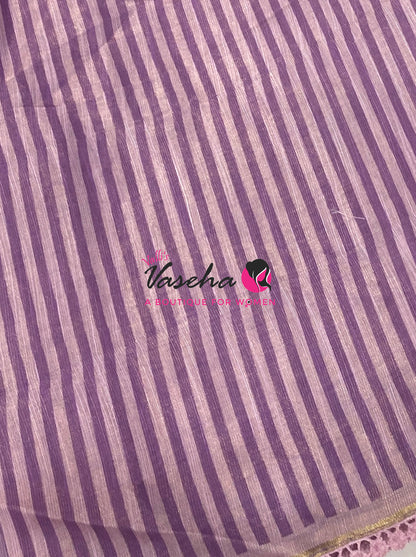 Linen Tissue Saree -  Light & Dark Combo - Lavender  Shade - VVLTS005