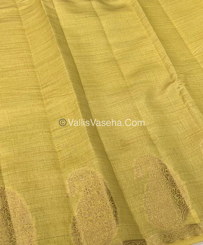 Semi Tussar Silk  - Cream Gold Shade - Small Mango Butta - VVSTS002