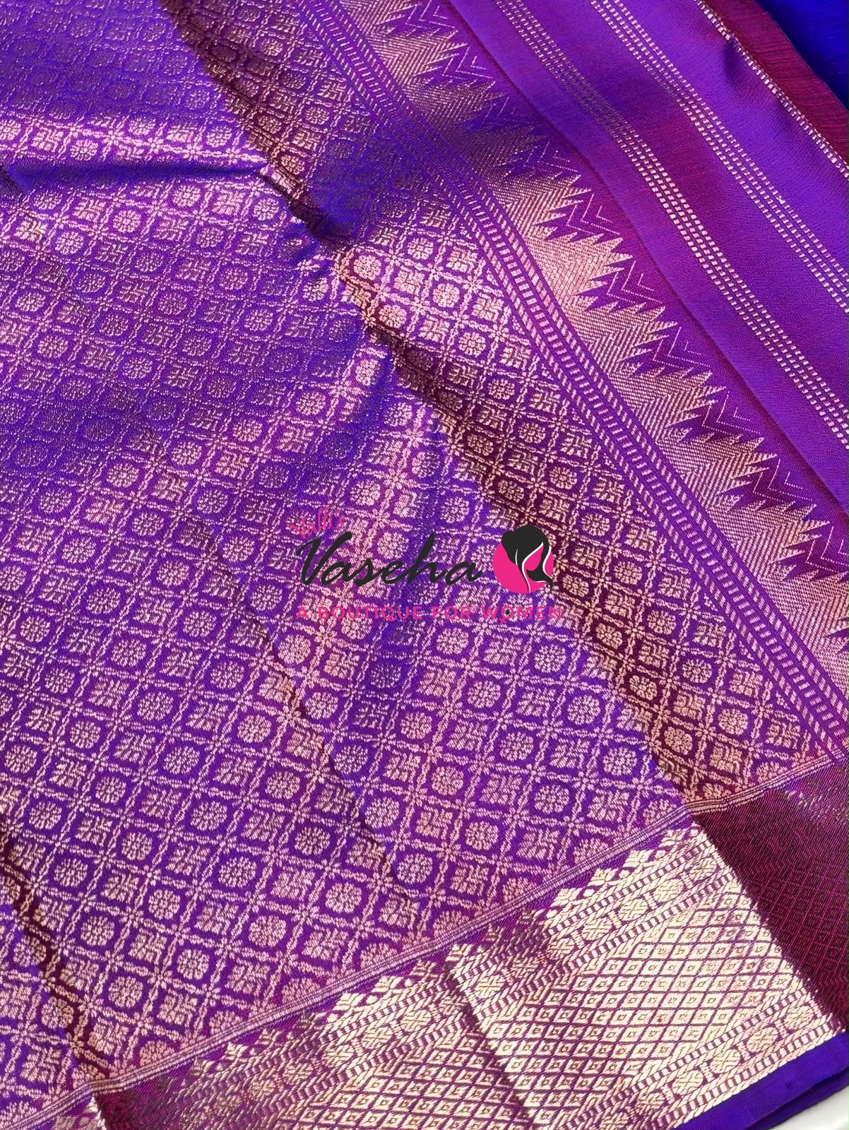 Pure Kanchipuram Silk Saree - Purple Shade  - VVPS022
