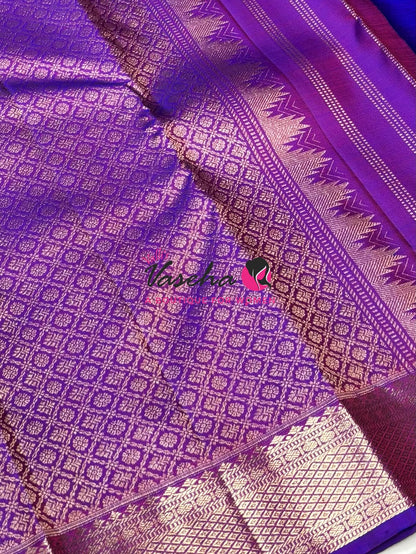 Pure Kanchipuram Silk Saree - Purple Shade  - VVPS022