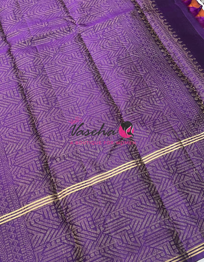 Half Mix - Pure Soft Silk Saree - Long Retta Petta Border with Butta - VVPSS084