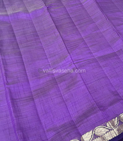 Semi Tussar Silk - Purple Shade With Gold Zari Border - VVSTS003