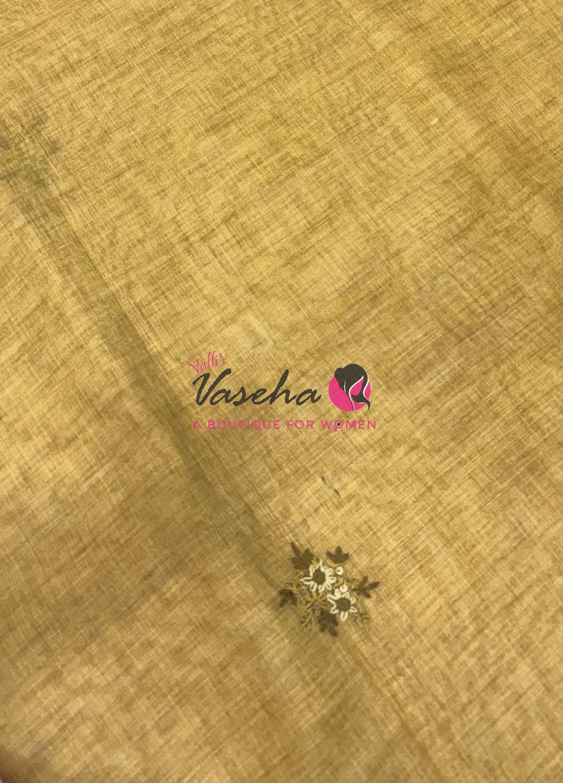 French Knot - Linen Tissue Saree - Mustard Green Shade - VVLFN015