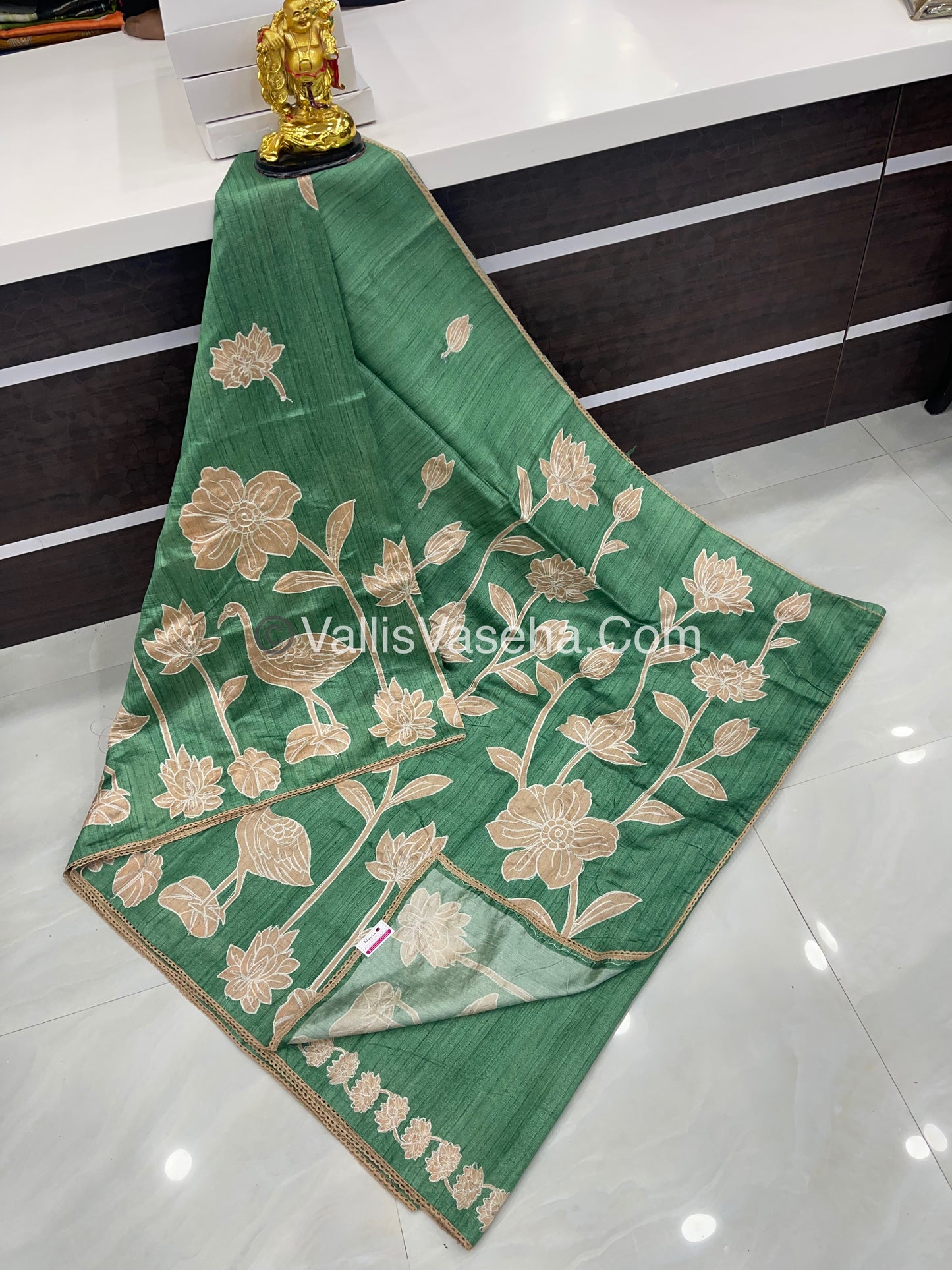 Semi Raw Silk with embroidery work - VVSRS001