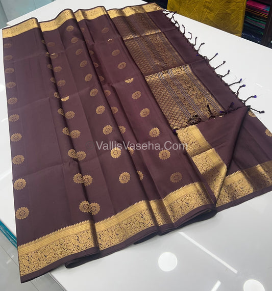 Pure Soft Silk Saree - Kanchi Border - Brown Shade - VVPSS046