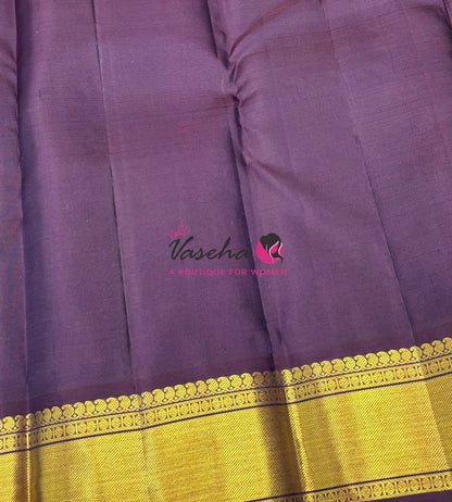 Pure Kanchipuram Silk Saree - Vendhaya Green & Wine Shade  - VVPS057