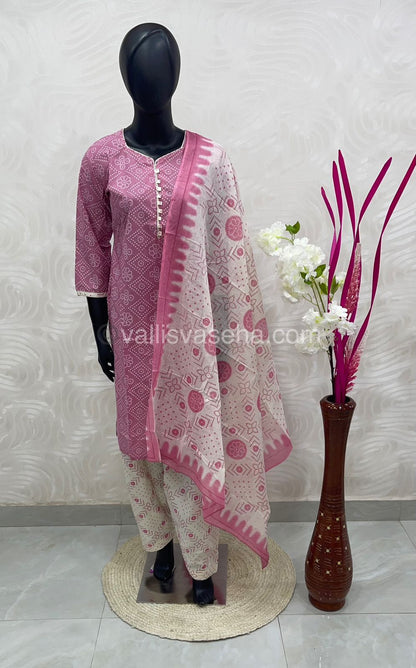 Ready Made - Semi Patiyala 3(pc) Set - Printed Cotton - VVRSP001