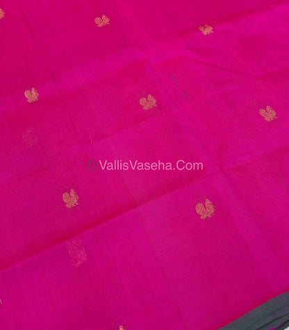 Pure Silk Cotton Saree - Orange With Blue Shade - VVPSC002