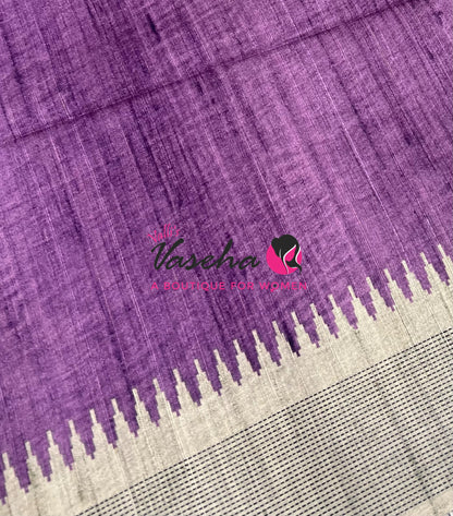 Semi Matka Tussar  Saree - Grey & Purple Shade - VVSMT002