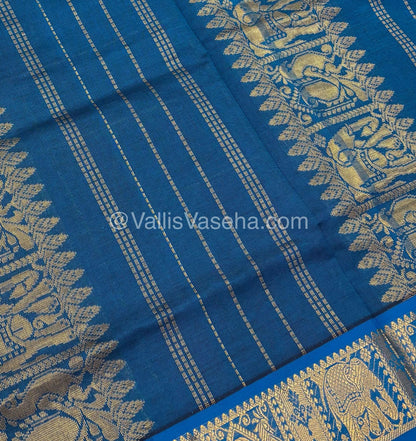 Semi Silk Cotton Saree - Green  with Blue shade - VVSSC002