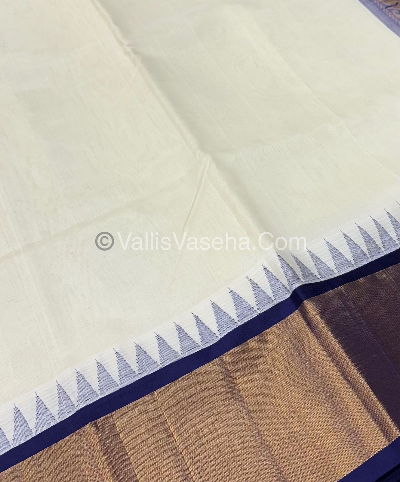 Pure Korvai Silk Cotton Saree - Temple border - VVKSC001