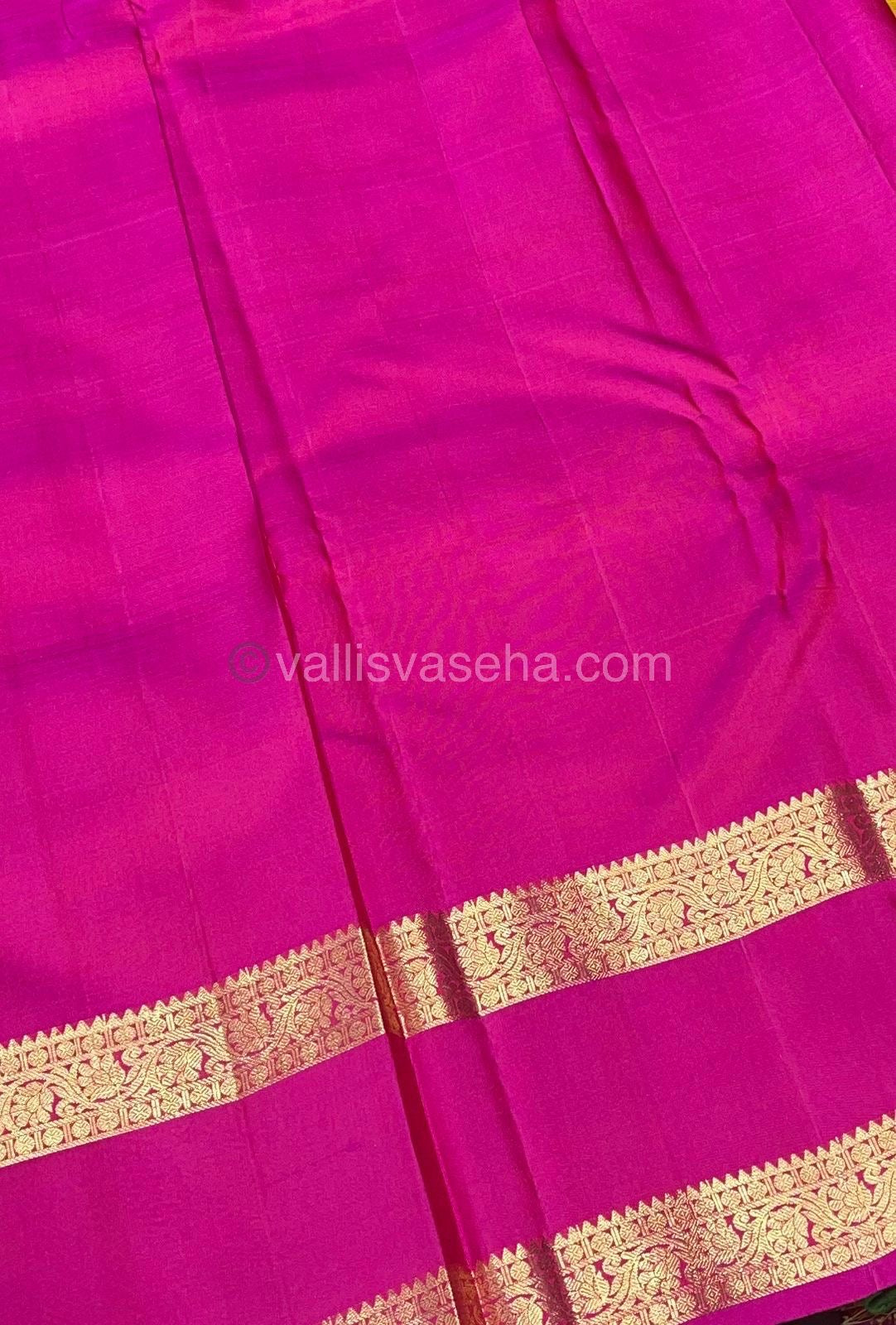 Pure Kanchipuram Silk Saree - Lovely Yellow and Pink - Retta Petta Border - VVPS008