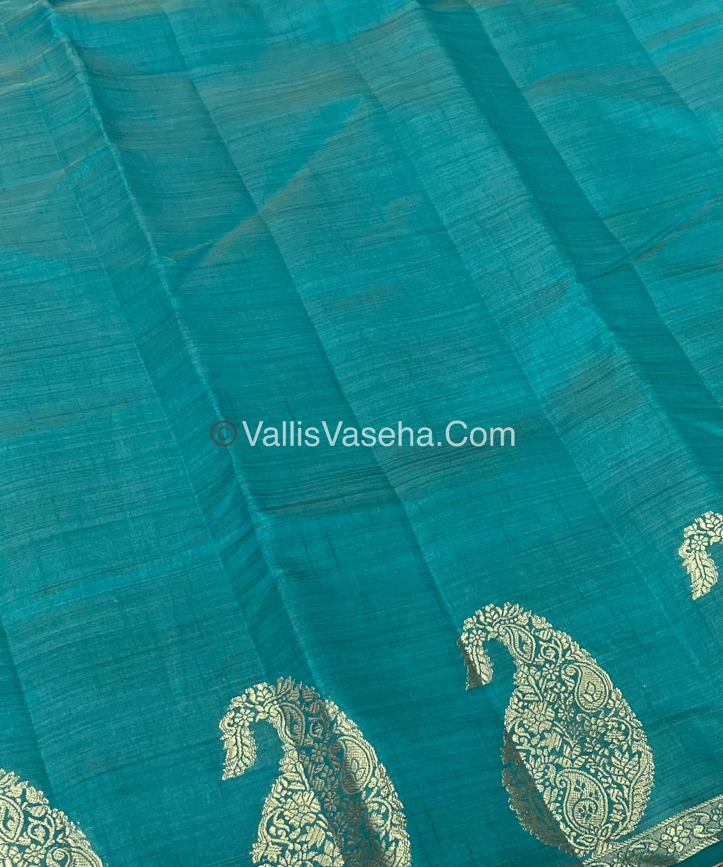 Semi Tussar Silk - Small Mango - Blueish Green Shade - VVSTS002