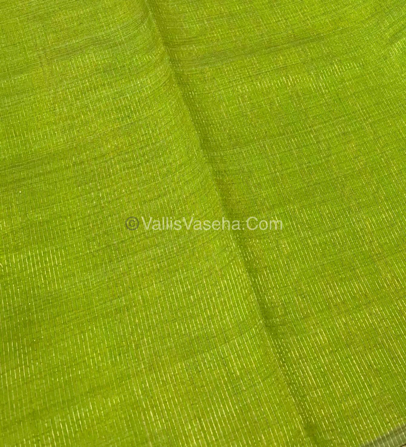 Semi Tussar Silk Saree - Lemon Green shade - VVSTS011