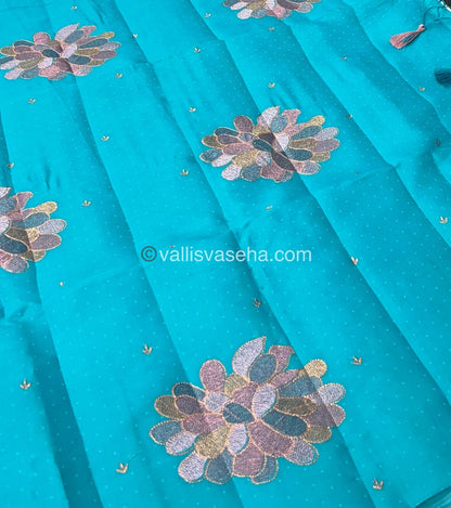 Butter Silk  - Flower Butta - Blue & Pink Combo - VVBS001