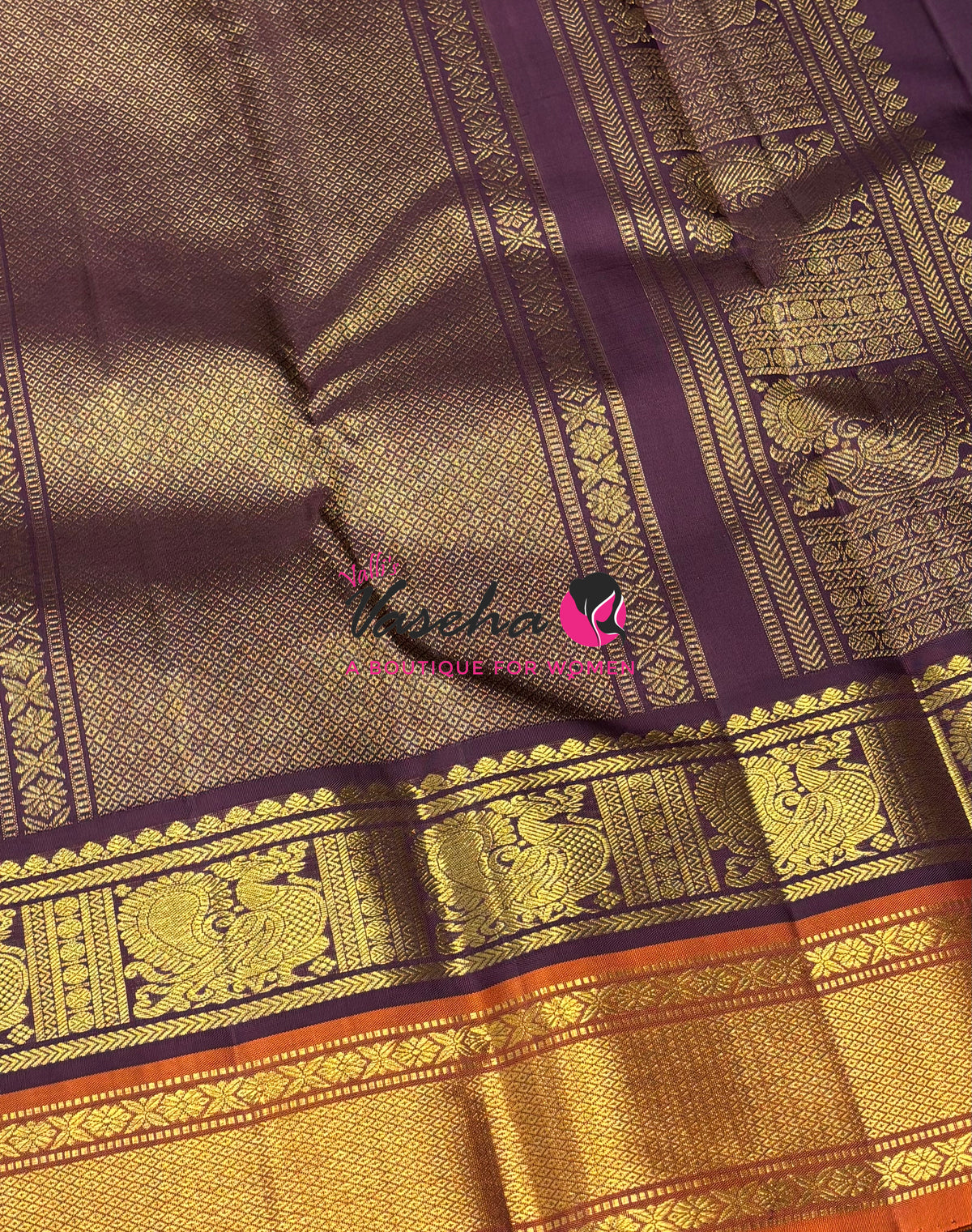 Pure Vintage Korvai Kanchipuram Silk Saree - Pazhum Pazhamum Checks - VVPS061