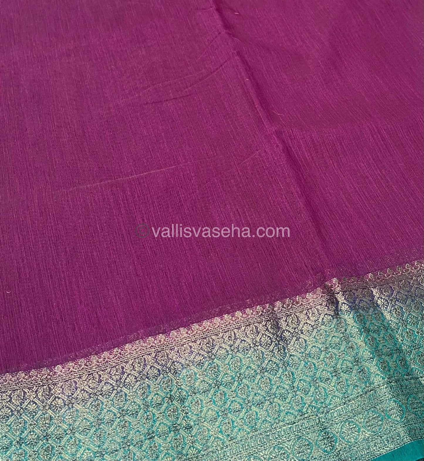 Bamboo Silk Saree  - Wine with Green Shade - VVBSS001