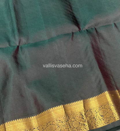 Pure Soft Silk Saree - Kanchi Border - Double Tone Green Shade - VVPSS046
