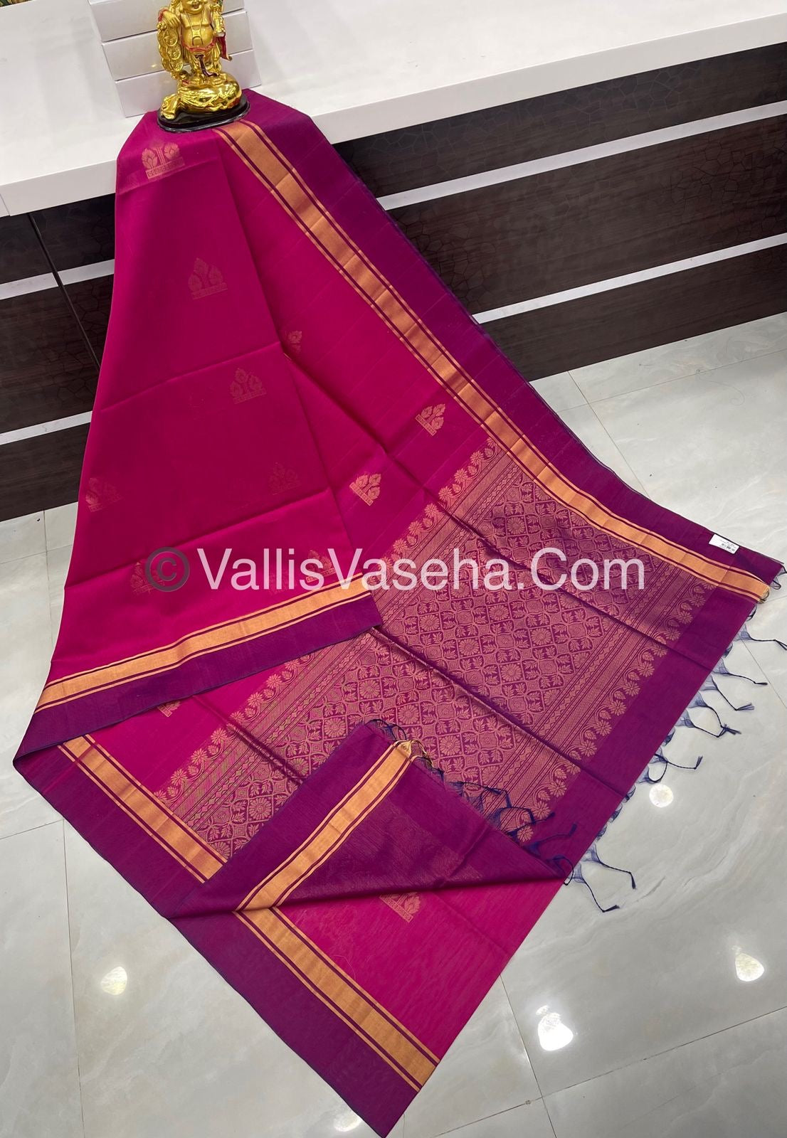 Kora Silk Saree - SICO - Pink With Purplish Pink Shade  - VVKS002