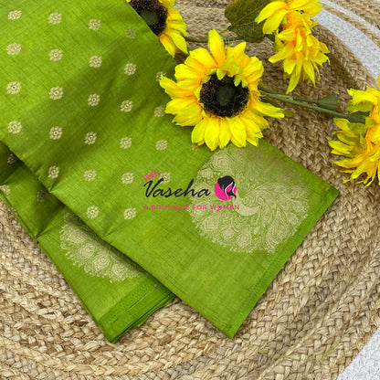 Semi Tussar Silk Saree | Green Shade |VVSTS056