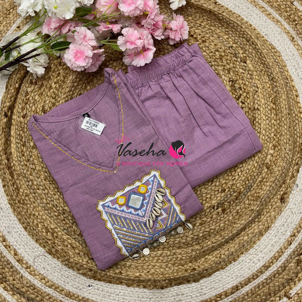 Top & Bottom(2pc) Co-Ord Set - Cotton - VVCS010