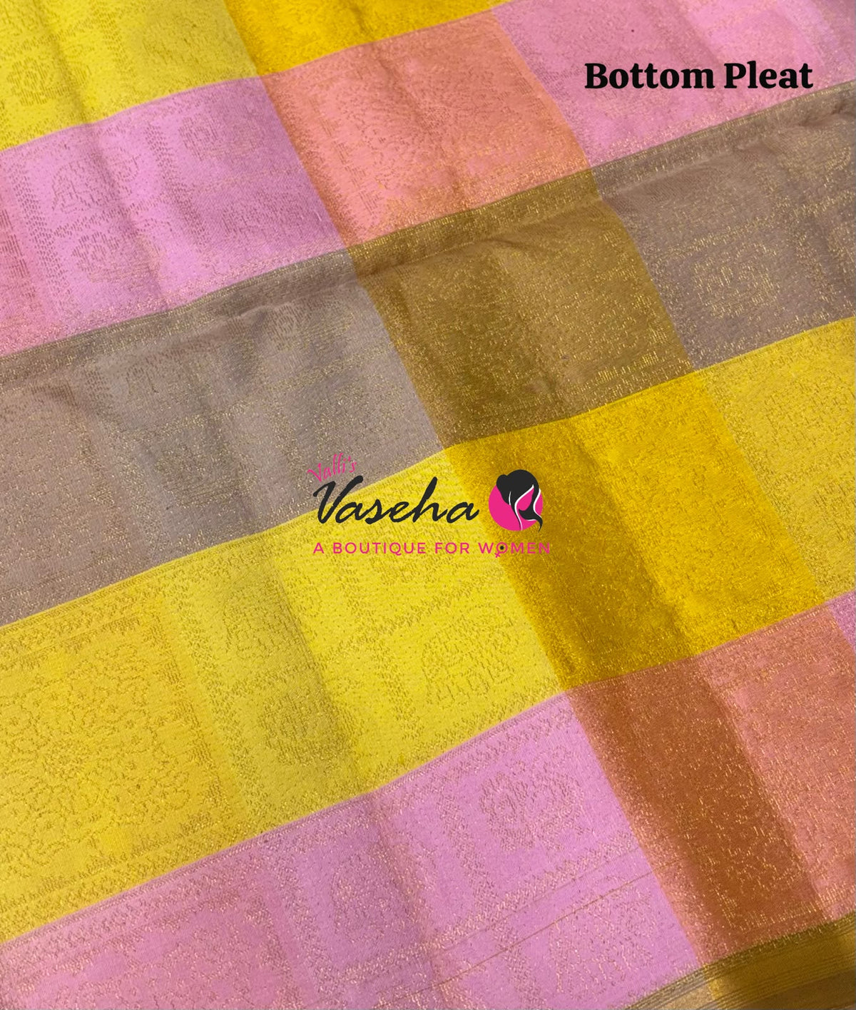 Pure Soft Silk Saree - Partly Pallu -  Half & Half Saree - Mustard Yellow  - VVPSS088