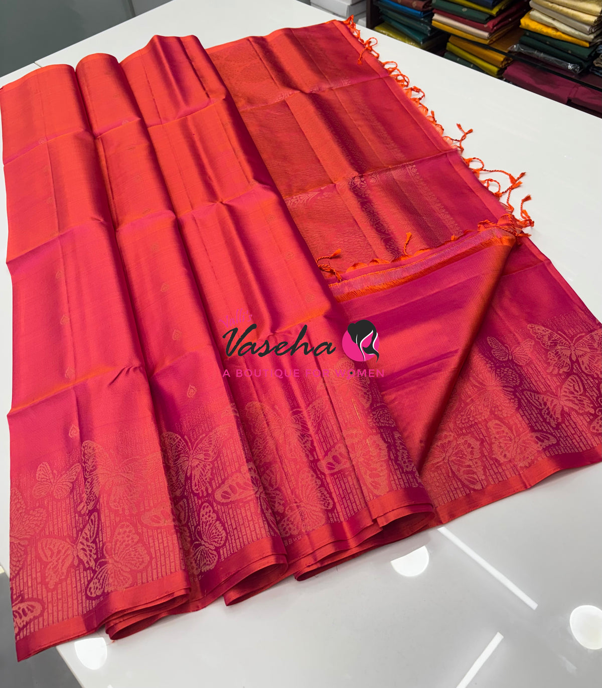 Pure Soft Silk Saree  - Peach Shade - VVPSS094