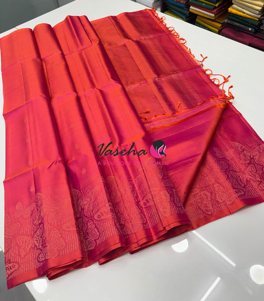 Pure Soft Silk Saree  - Peach Shade - VVPSS094