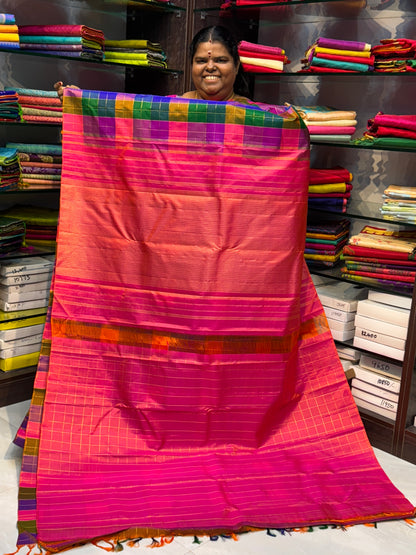 Pure Kanchipuram Silk Saree - Pazhum Pazhamum Checks - VVPS006