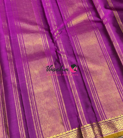 Pure Kanchipuram Silk Saree - Green with Purple - VVPS031