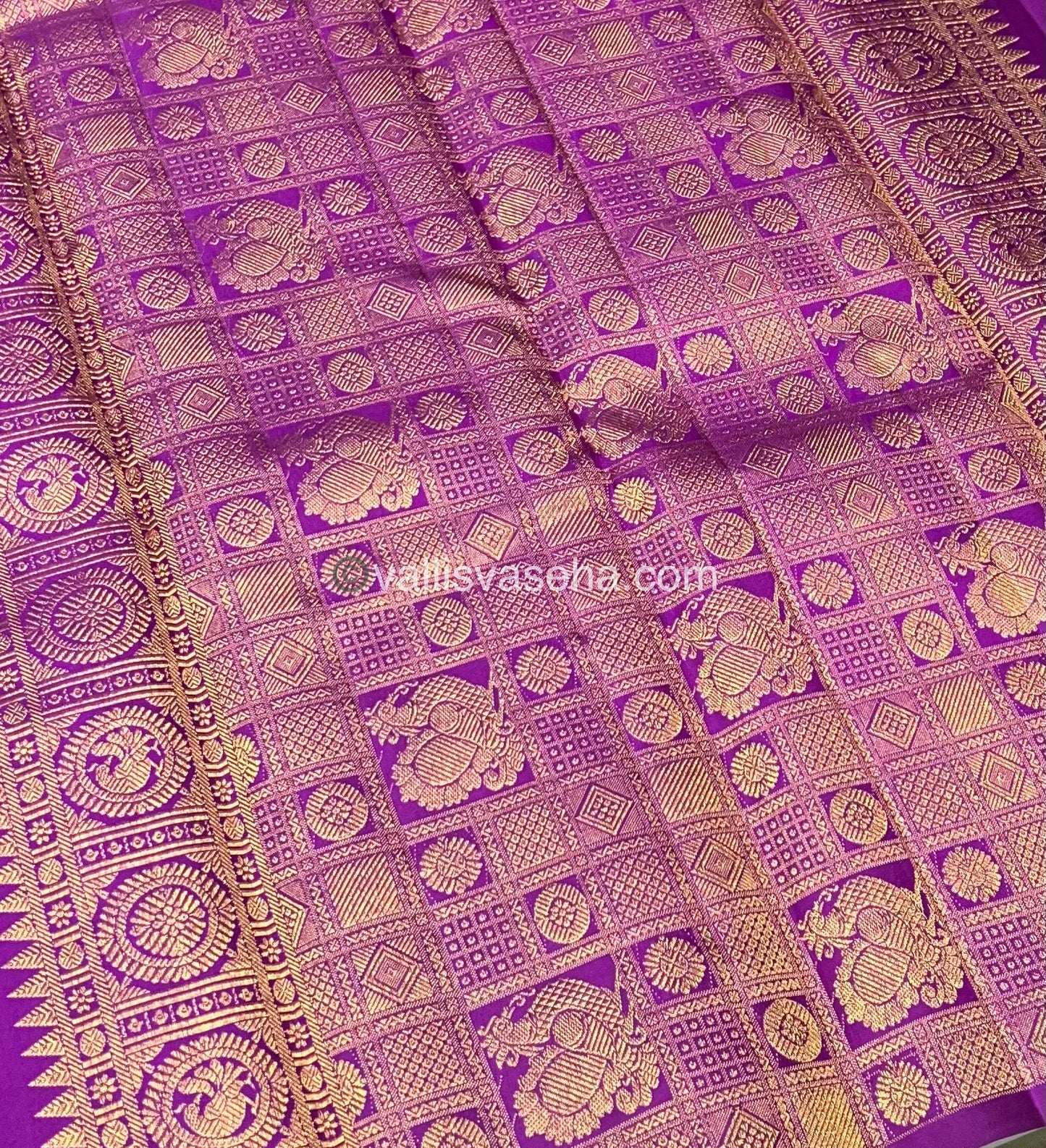 Pure Kanchipuram Silk Saree - Vaira Voosi design - Blue & Purple shade - VVPS022