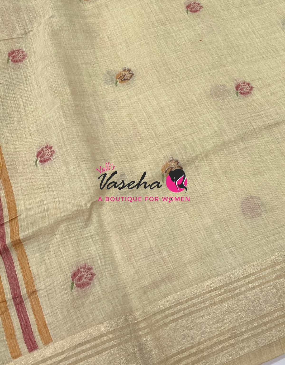 Muga Tissue Linen Saree - Cream    Shade - VVMLT001