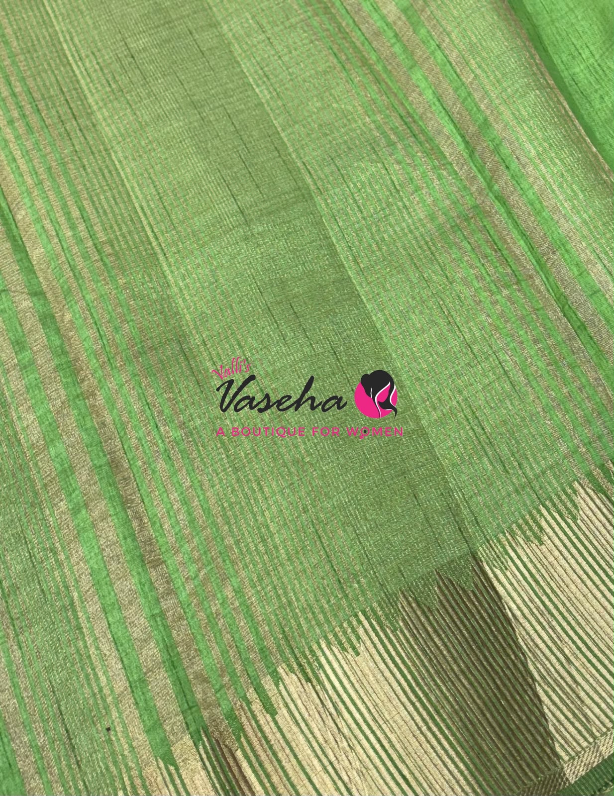 Semi Tussar Silk Saree | Pista Green Shade |VVSTS051