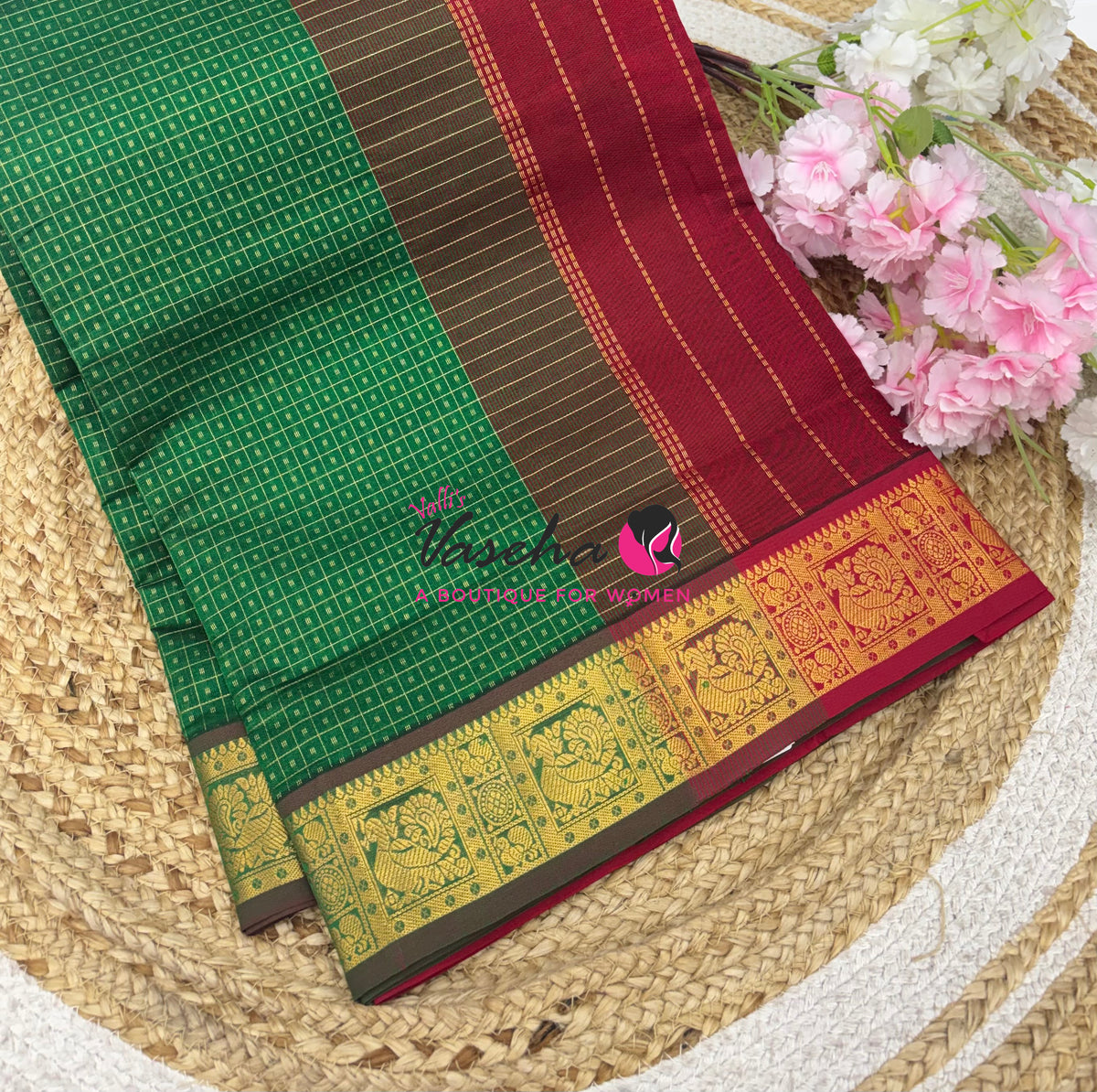 Semi Silk Cotton Saree | Lakshadeepam Design |VVSSC009