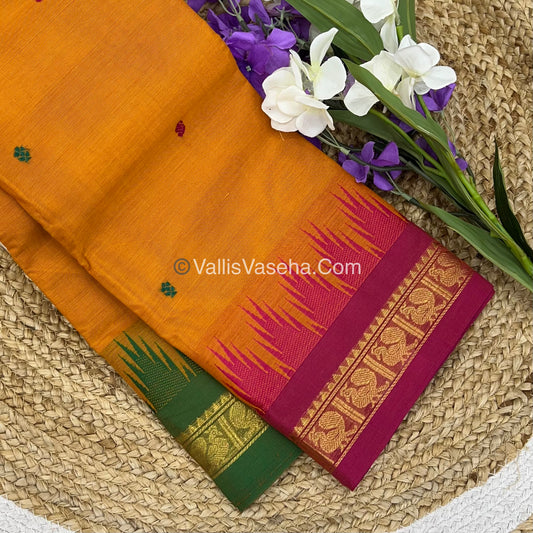 Kanchi Cotton Saree - Butta Design With Ganga Jamuna Border VVKCS008