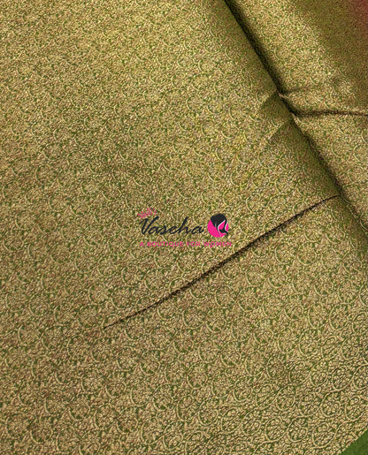 Bamboo Silk Saree  - Pink With Green Shade - VVBSS001