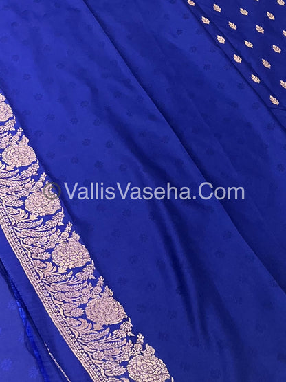 Semi Soft Silk with Border - Blue Shade  -VVSSS012