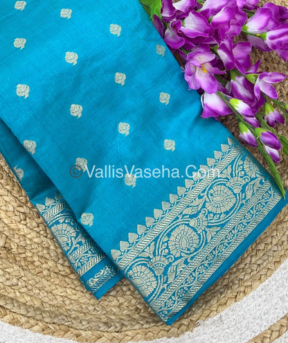 Semi Tussar Silk  - Blue Shade - VVSTS024