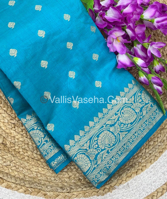 Semi Tussar Silk  - Blue Shade - VVSTS024