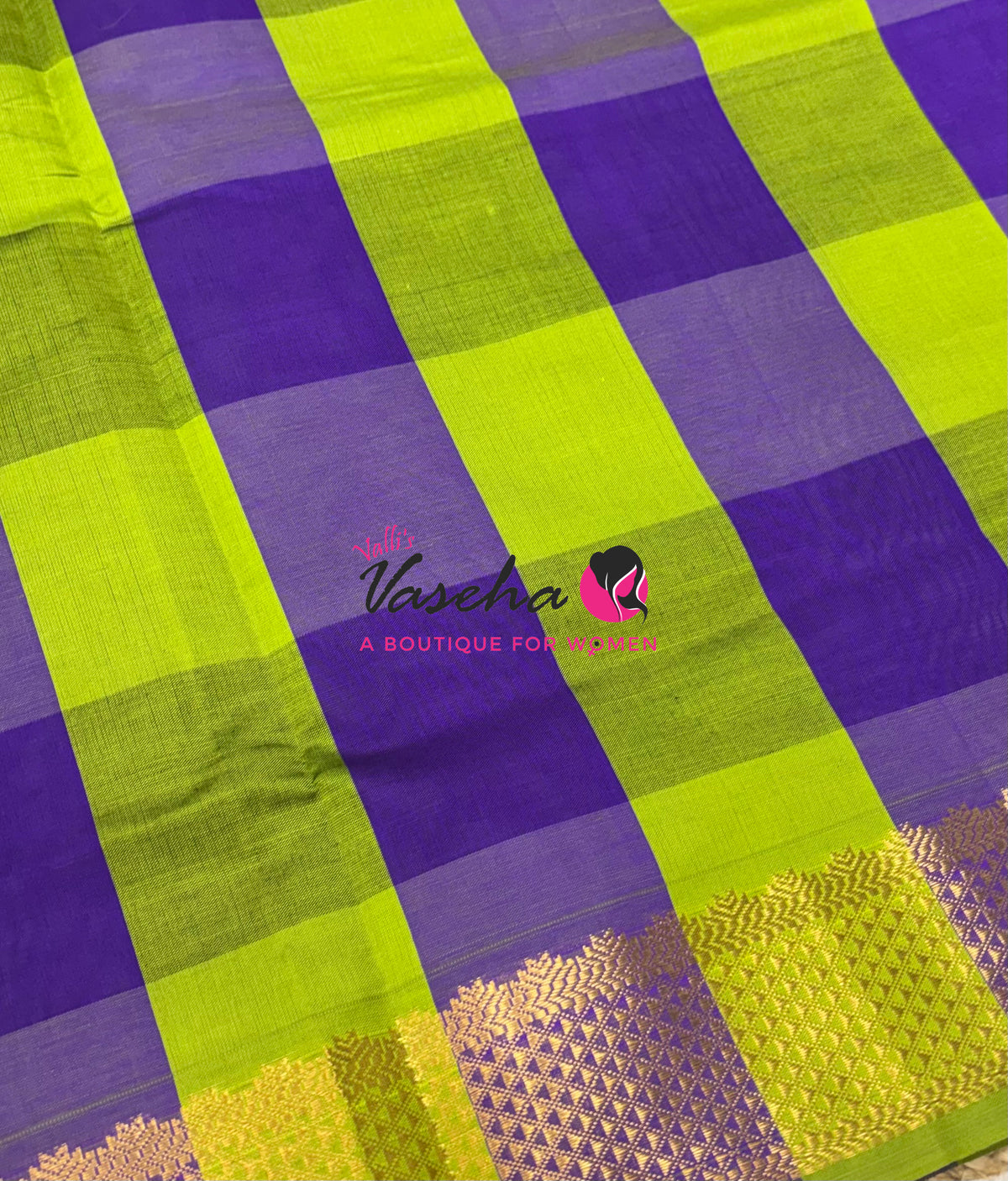 Semi Silk Cotton Saree | Pazhum Pazhamum Checks Design |VVSSC020