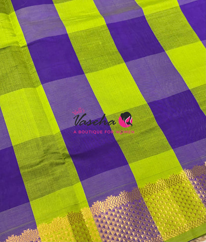 Semi Silk Cotton Saree | Pazhum Pazhamum Checks Design |VVSSC020