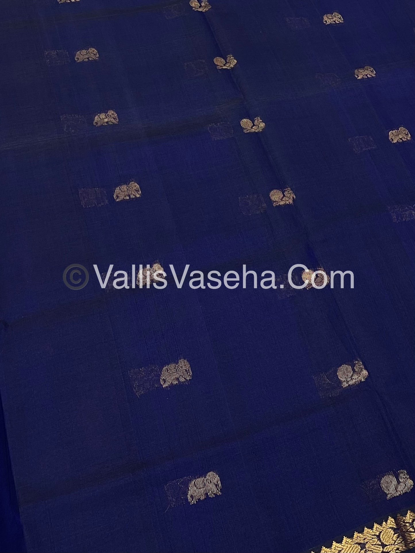Pure Silk Cotton Saree -  Mayil & Elephant Design - Blue shade  - VVMES001